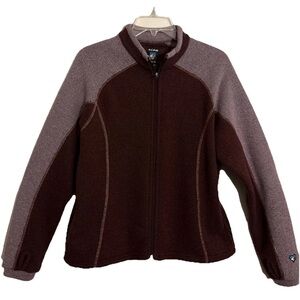 Kuhl Women’s Alfpaca Fleece Full Zip Jacket Sz Medium Purple w/ Thumb Holes